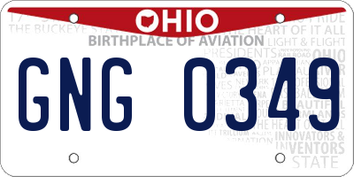 OH license plate GNG0349