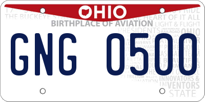 OH license plate GNG0500