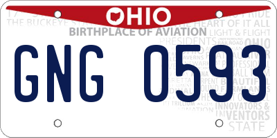 OH license plate GNG0593