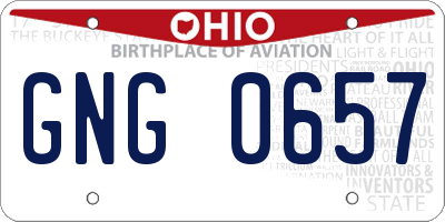 OH license plate GNG0657
