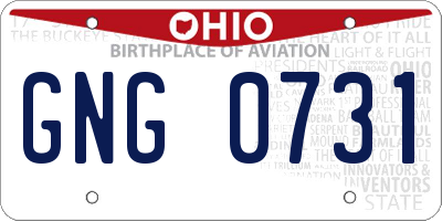 OH license plate GNG0731