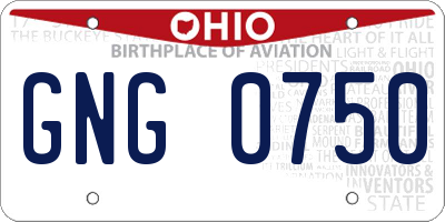 OH license plate GNG0750