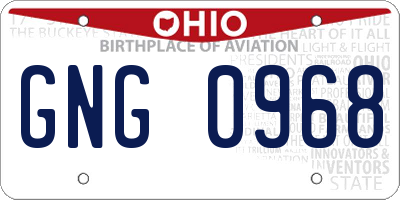 OH license plate GNG0968