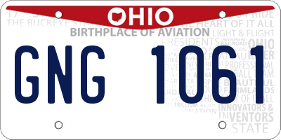 OH license plate GNG1061