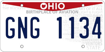 OH license plate GNG1134
