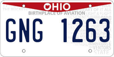 OH license plate GNG1263