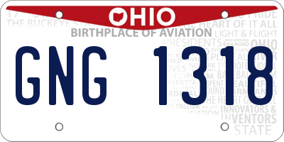 OH license plate GNG1318