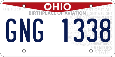 OH license plate GNG1338