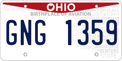 OH license plate GNG1359
