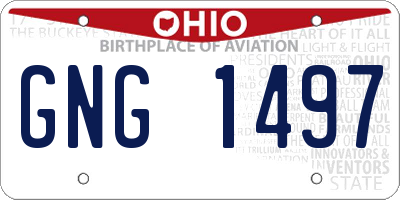 OH license plate GNG1497