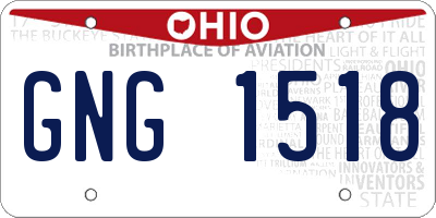 OH license plate GNG1518