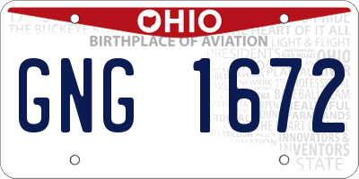 OH license plate GNG1672