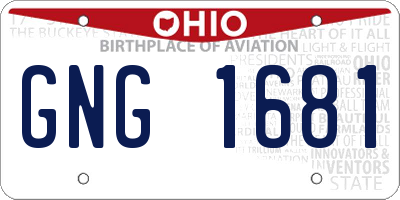 OH license plate GNG1681