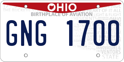 OH license plate GNG1700