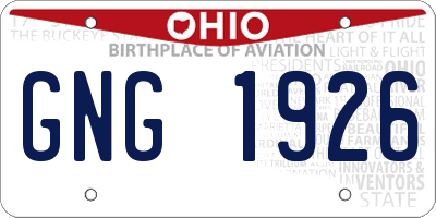 OH license plate GNG1926