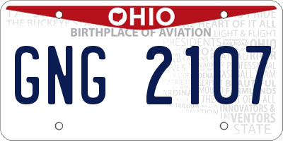 OH license plate GNG2107