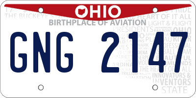 OH license plate GNG2147