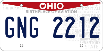 OH license plate GNG2212
