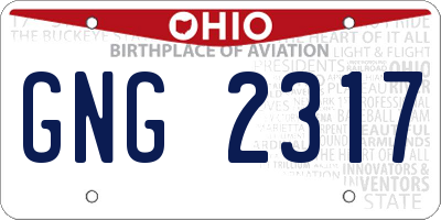 OH license plate GNG2317