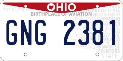 OH license plate GNG2381