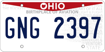 OH license plate GNG2397