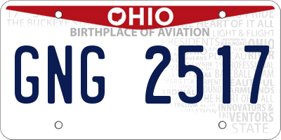 OH license plate GNG2517