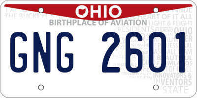OH license plate GNG2601