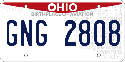 OH license plate GNG2808