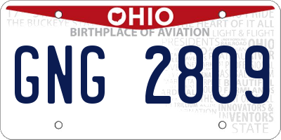 OH license plate GNG2809