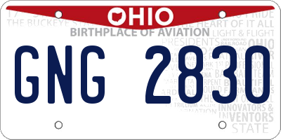 OH license plate GNG2830