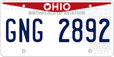OH license plate GNG2892