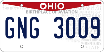 OH license plate GNG3009