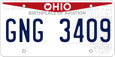 OH license plate GNG3409