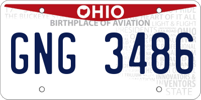 OH license plate GNG3486