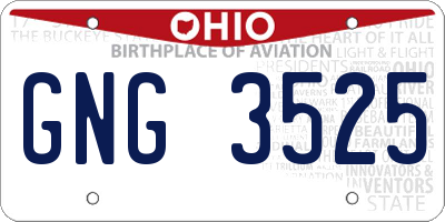 OH license plate GNG3525