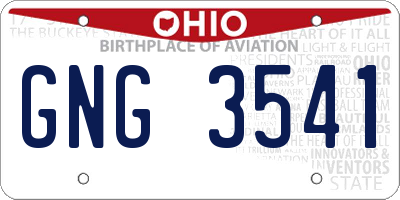 OH license plate GNG3541
