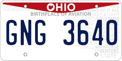 OH license plate GNG3640