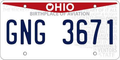 OH license plate GNG3671