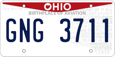 OH license plate GNG3711