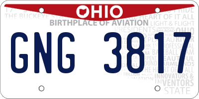 OH license plate GNG3817