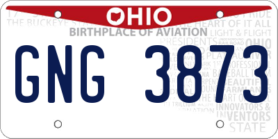 OH license plate GNG3873