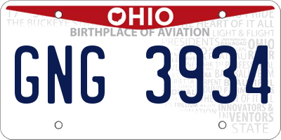 OH license plate GNG3934