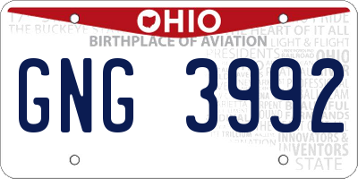 OH license plate GNG3992