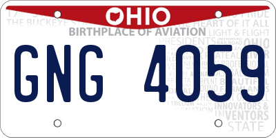 OH license plate GNG4059