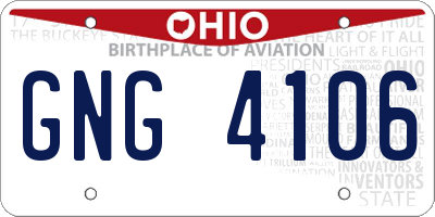 OH license plate GNG4106