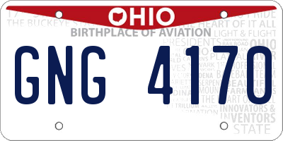 OH license plate GNG4170