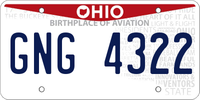 OH license plate GNG4322