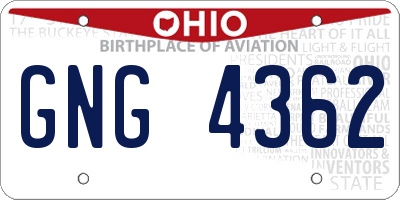 OH license plate GNG4362