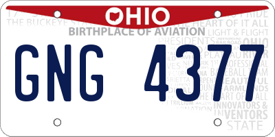 OH license plate GNG4377