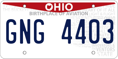 OH license plate GNG4403